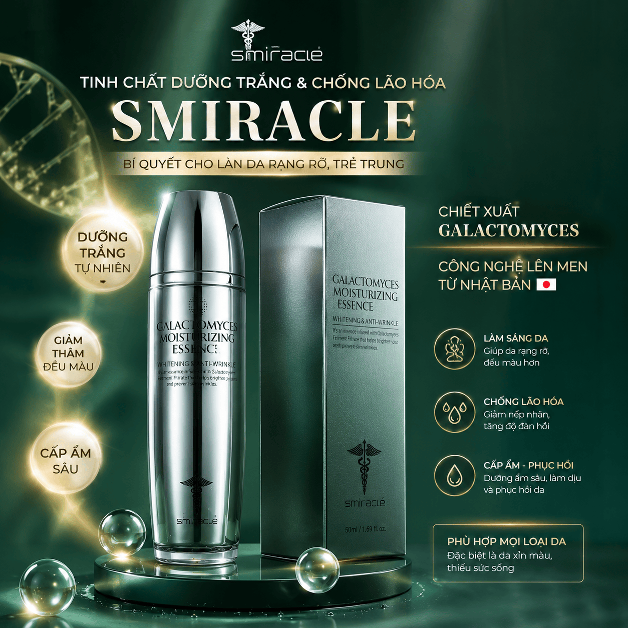 Nước thần dưỡng trắng da S+Miracle Galactomyces