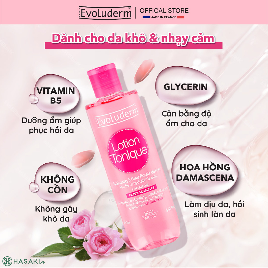 NƯỚC HOA HỒNG EVOLUDERM LOTION TONIQUE 250ML - Ảnh 3