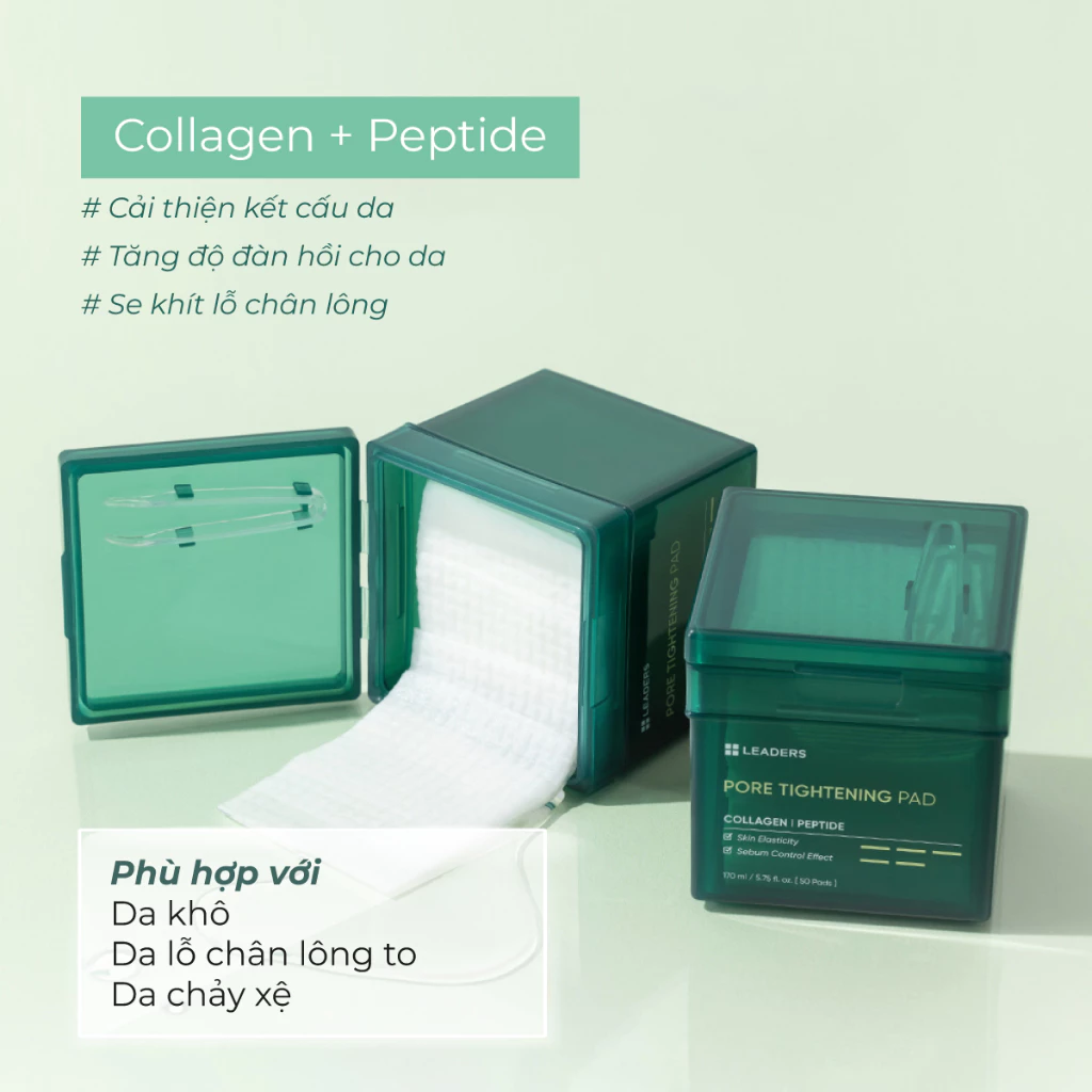 Alternative view of Toner Pad LEADERS Se Khít Lỗ Chân Lông Cấp Ẩm Phục Hồi Da